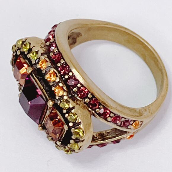 Signed Heidi Daus Colorful Cocktail Ring Designer Statement Rhinestone Size 6 - Picture 3 of 11